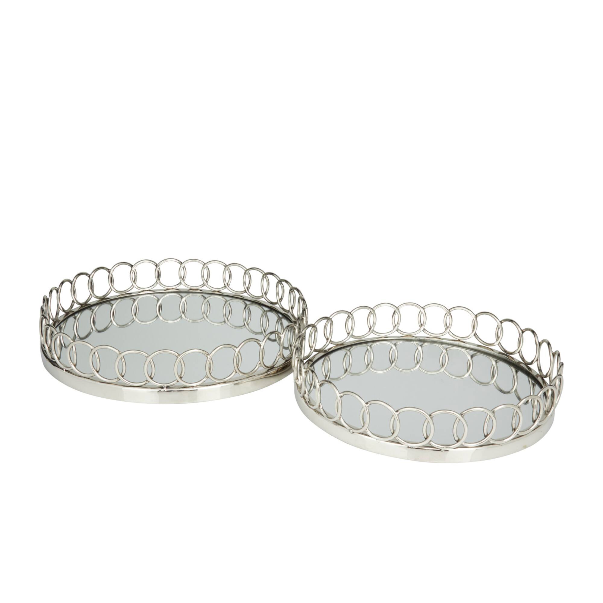 Silver Contemporary Tray, Set of 2" 16", 14"